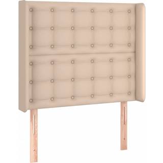 Sengegavl Med Led-Lys Kunstlæder - Cappuccino / 83 x 16 x 118/128 cm