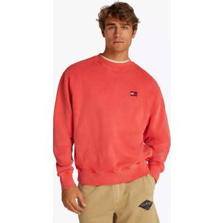 Tommy Jeans Tommy Jeans Red Relaxed Label Crew Neck 100% Cotton Sweatshirt