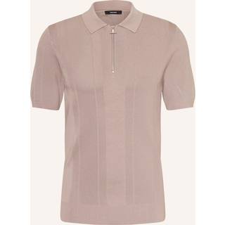 Reiss Reiss Taupe Brown Bart Half-Zip Textured-Knit Polo Shirt