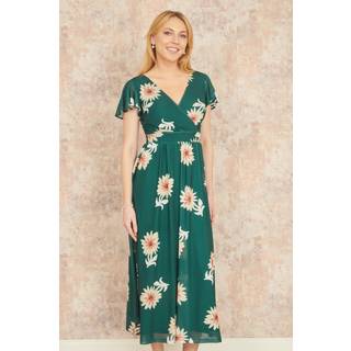 Yumi Mesh Flower Wrap Midi Kjole Med LommerEU 42 (UK 14)