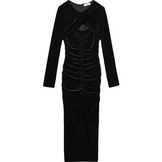 Reiss Sia Velvet Ruched Twist-Front Midi KjoleEU 34 (UK 6)