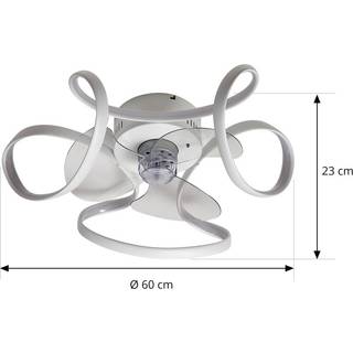 Lindby LED-loftventilator Lomata, hvid, støjsvag, Ø 23 cm