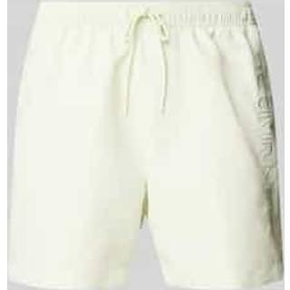 Medium Drawstring Swim Shorts - Logo Embroidery - Green - XXL