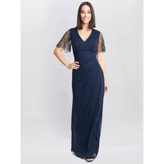 Gina Bacconi Gina Bacconi Blue Josephine V-Neck Maxi Dress With Embellished Sleeve