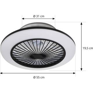 Lindby LED-loftventilator Mamuti, sort, støjsvag, Ø 55 cm