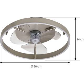 Lindby LED-loftventilator Momitu, sølv, lydsvag, Ø 50 cm Momitu Lindby, dæmpbar, Aluminium/grå/zink, Stue/spisestue, Aluminium, Moderne