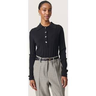 Soaked In Luxury Slspina Polo Pullover Ls Strik 30408050 Black (LARGE)