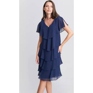 Gina Bacconi Gina Bacconi Blue Bella Georgette Tiered Dress
