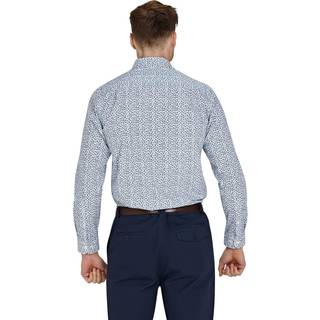 Raging Bull Raging Bull Blå Langærmet Blomster Tryk 100% Bomuld Poplin Skjorter - 6X-Large