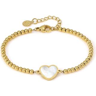 Nomination Emosfere Gold Mother of Pearl Heart Beaded Stainless Steel Bracelet - 15cm