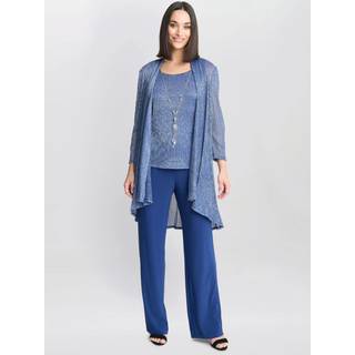 Gina Bacconi Gina Bacconi Blue Natasha Metallic Crinkle Trousers 3 Piece