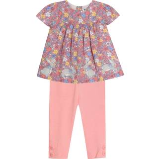 Jojo Maman Bébé JoJo Maman Bébé Pink Floral 2-Piece Bunny Appliqué Blouse & Leggings Set