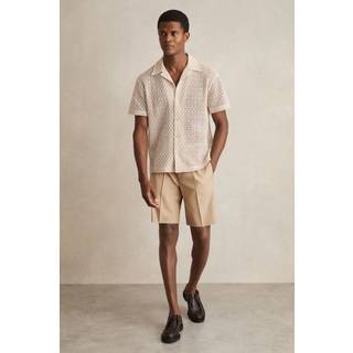Reiss Reiss Oatmeal Sterling Crochet Cuban-Collar Shirt