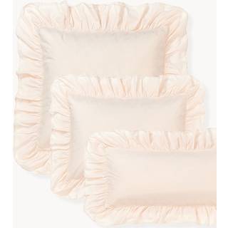 Vasket bomuldsperkal-pudebetræk Louane med flæser