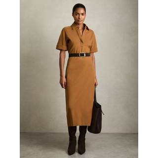 Reiss Reiss Mustard Astrid Jersey Open-Collar Bodycon Dress