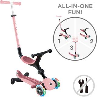 Globber Go-Up Active Lights 360° Trehjulet Løbehjul, Pastelpink