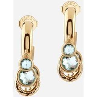 Guess JUBE05095JWYGAQ Damen-Ohrringe Creolen Crystal Charms 4G Blau/Gold