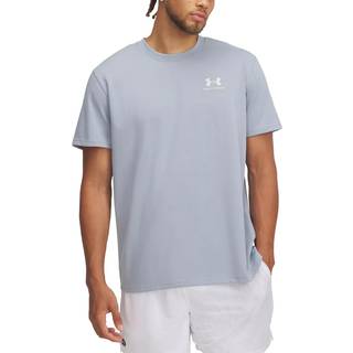 Under Armour Logo Embroidered Heavyweight Men's Short Sleeve Harbor Blue / Stone M