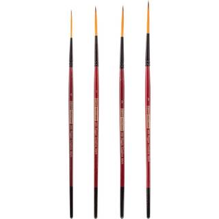 Kreativ Mark Ebony Splendor Short Handtle Synthetic Sable Paint Brush Rigger Set med 4 Teijin Multi-Filament Hårhåndlavede syntetiske penselbørst