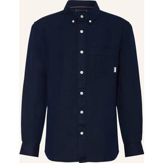 Tommy Hilfiger Tommy Hilfiger Blue Relaxed Linen Blend Long Sleeve Shirt