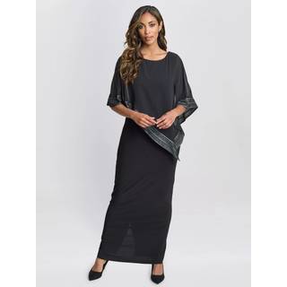 Gina Bacconi Amber Maxi Asymmetrisk Cape Sort KjoleEU 48 (UK 20)