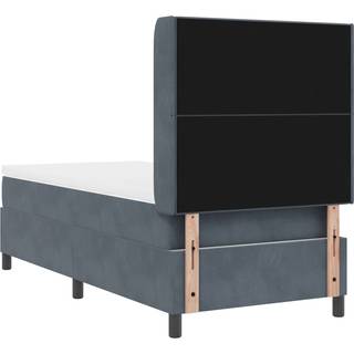Box Spring Seng Med Hovedgærde Mørkegrå 100 X 200 Cm Fløjl