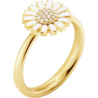 DAISY Ring (str. 52), Georg Jensen, Sterlingsølv belagt med 18 kt. guld / Hvid emalje