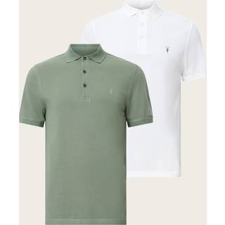 All Saints AllSaints Green Reform Short Sleeve Polo Shirts 2 Pack