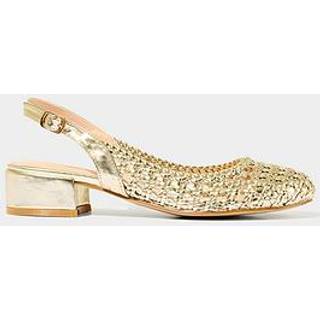 Joe Browns Joe Browns Gold Woven Metallic Block Heel Sling Back Shoes