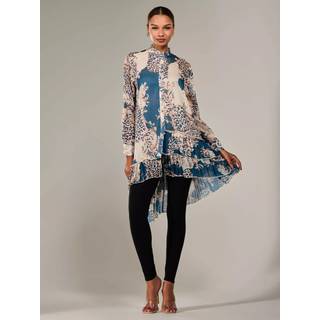 Jolie Moi Jolie Moi Blue Dipped Hem Shirt Midi Dress - 12