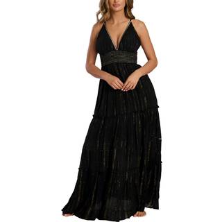 South Beach South Beach Black Metallic Cami Stripe Maxi Dress