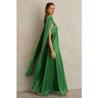 Reiss Reiss Green Fae Petite Satin Cape Maxi Dress - 12