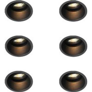 Sæt med 6 moderne forsænkede spots sorte justerbare - Alloy