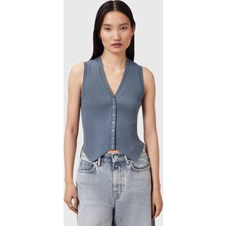 All Saints AllSaints Grey Cruz White Ribbed Knitted Waistcoat