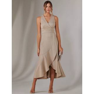 Jolie Moi Jolie Moi Gold Wrap Frill Hem Maxi Dress