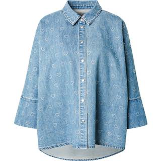 Only - Onlgrace 3/4 Slv Shirt Heart Seq - 4806427 Light Blue Denim