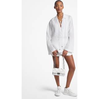 MK Ramie Collared Tunic Top - White - Michael Kors - XL
