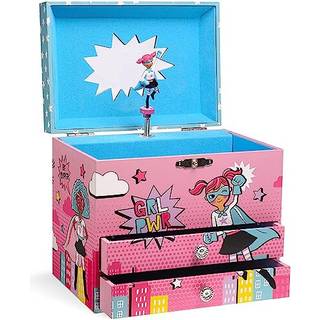 Jewelkeeper Pigekraft Superhelt musikboks med 2 udtræks-skuffer - Für Elise-melodi, Sikker til børn fra 3 år