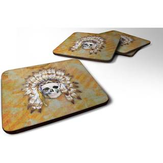 """" Caroline's Treasures Day of the Dead Indian Skull Foam Coaster Set på 4 3,5 multicolor """"
