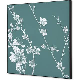 Tekstil vægdekoration 40x40cm Japanese Blossom Green