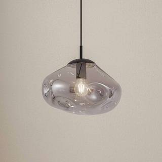 Lindby hængelampe Lelia, røggrå, glas, Ø 35 cm