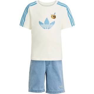adidas Originals x Minecraft T-shirt og kort sæt - Off White / Clear Blue - 110