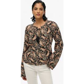 Superdry Superdry Black Printed Long Sleeve Blouse