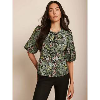 Mint Velvet Mint Velvet Black Floral Print Tie Top