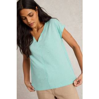 White Stuff White Stuff Blue Nelly Nep Notch Neck T-Shirt