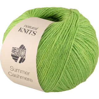 Lana Grossa Summer Cashmere 10 Gråblå Indhold:90% bomuld, 10% kashmir Vægt/længde:50 gram = ca. 210 meter Anbefalede pinde:3.50 - 4.00 mm Strikkefasthed:10 x 10 cm = 23 m x 30 p Vask:Finvask op til 30°C / Tørres fladt.