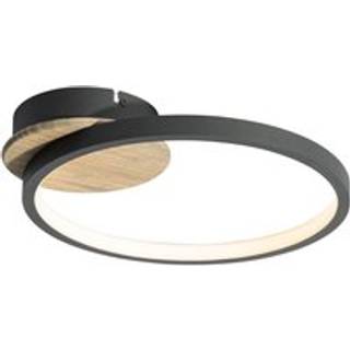 Moderne loftslampe sort med træ inkl. LED 3-trins dæmpbar - Alec