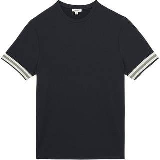 Reiss Reiss Navy Emmerson Tape-Cuff Textured T-Shirt