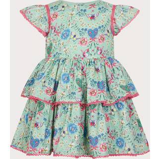 Monsoon Monsoon Green Baby All-Over Butterfly Print 100% Cotton Dress
