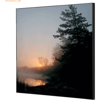 Tekstil vægdekoration 40x40cm Forest Sunrise med sort ramme